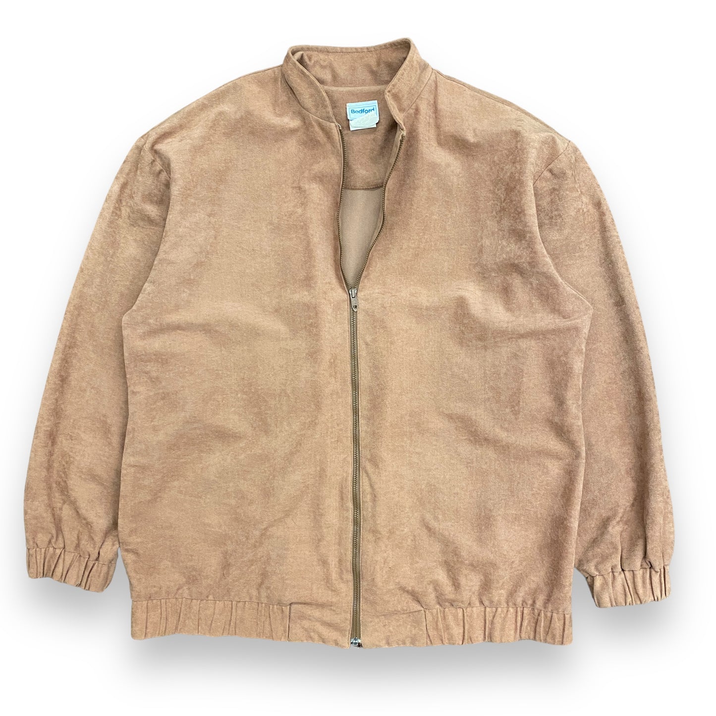 1980s Light Brown Faux Suede Jacket - Size Large