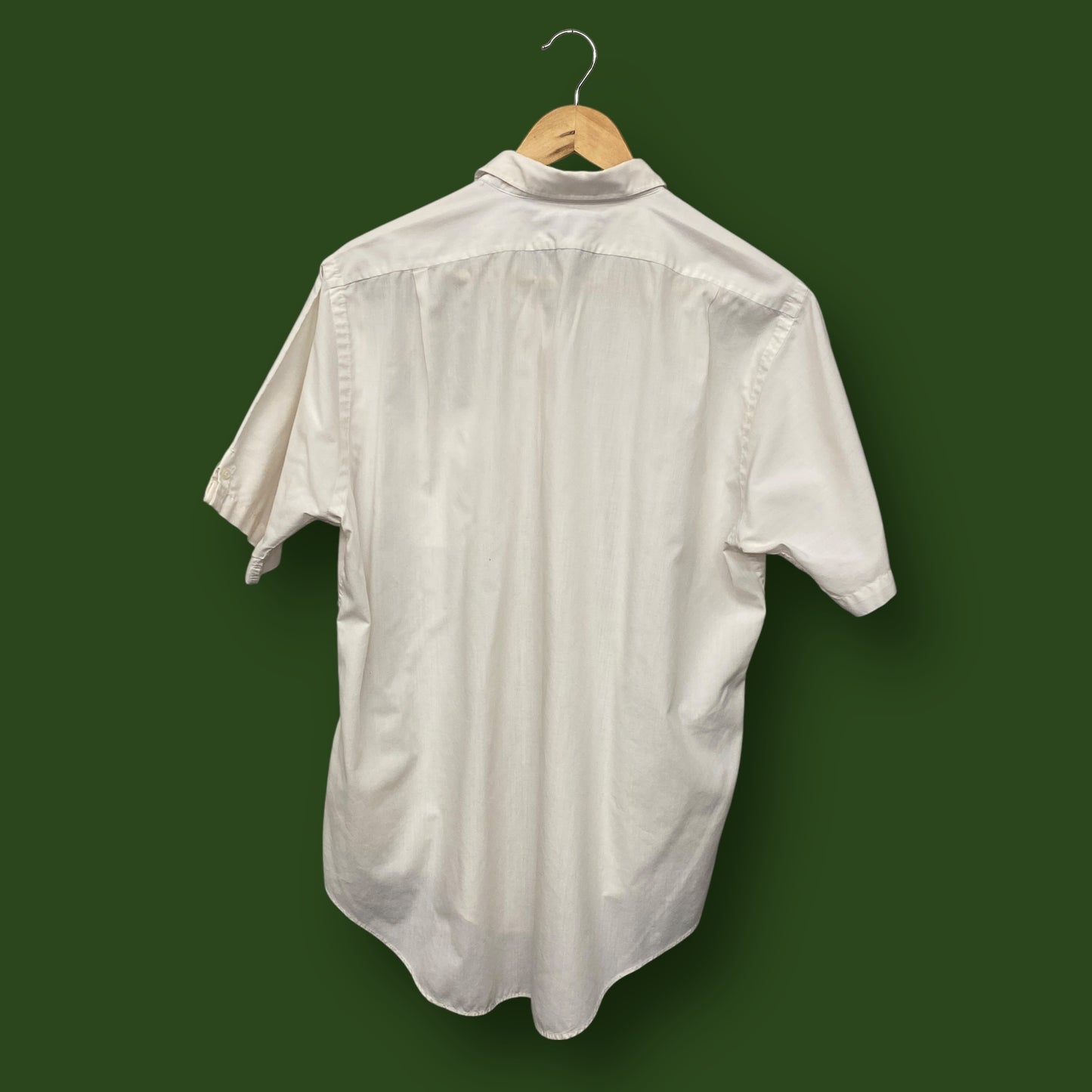 1970s Sanforized White Short Sleeve Button Up - Size Large