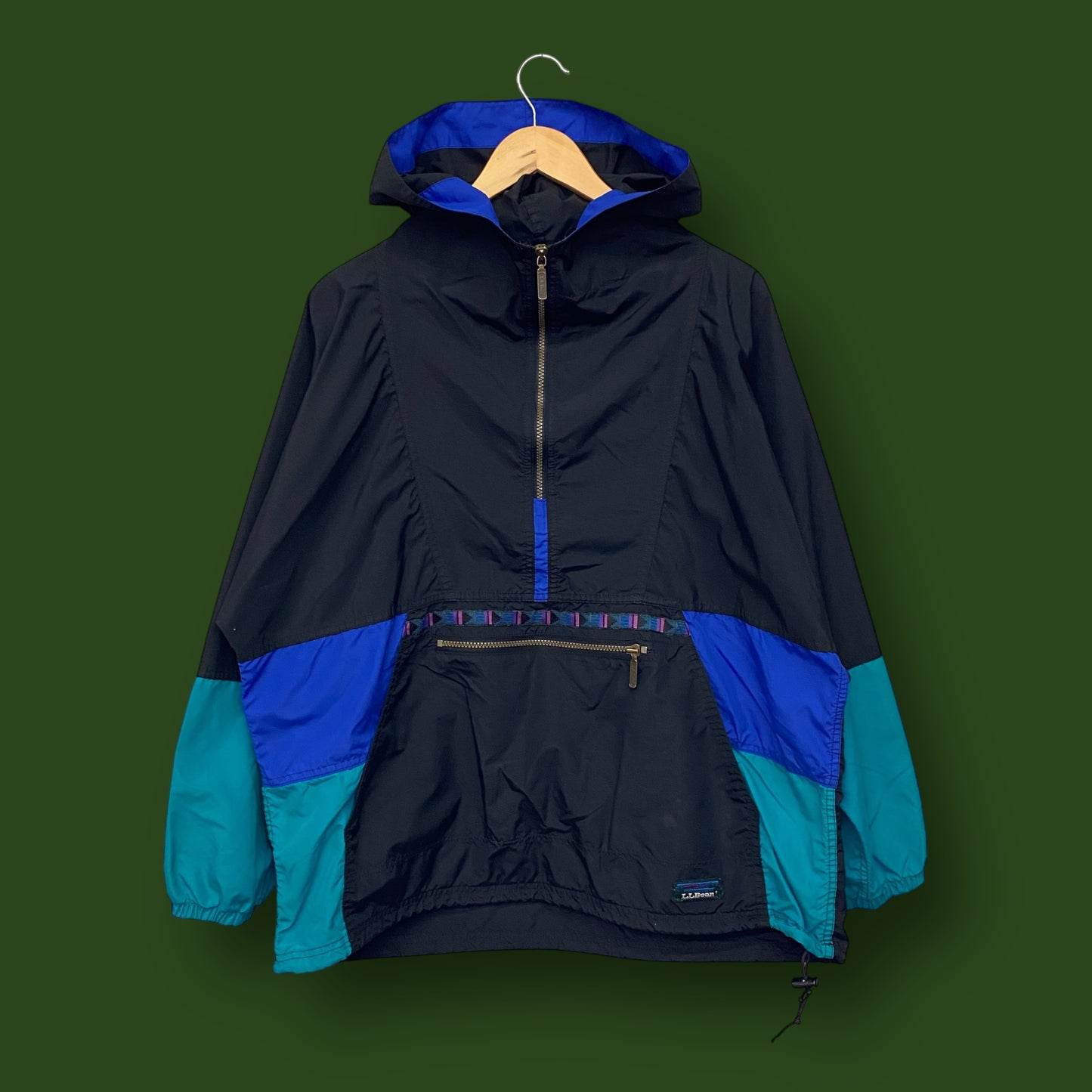 1990s LL Bean Anorak Aztec Windbreaker - Size Large