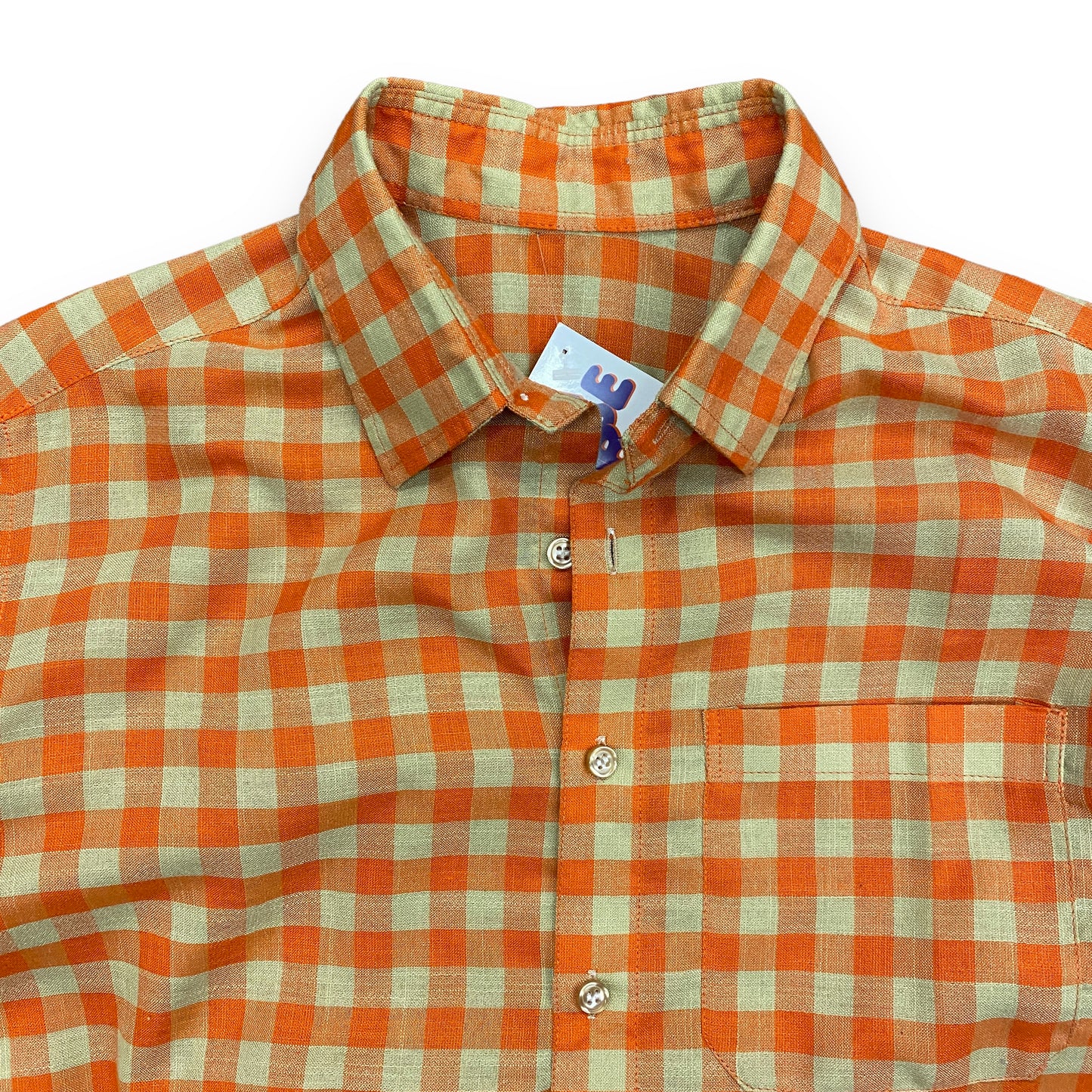 Vintage 80s Orange & Gray Cotton Button Up - Size Medium
