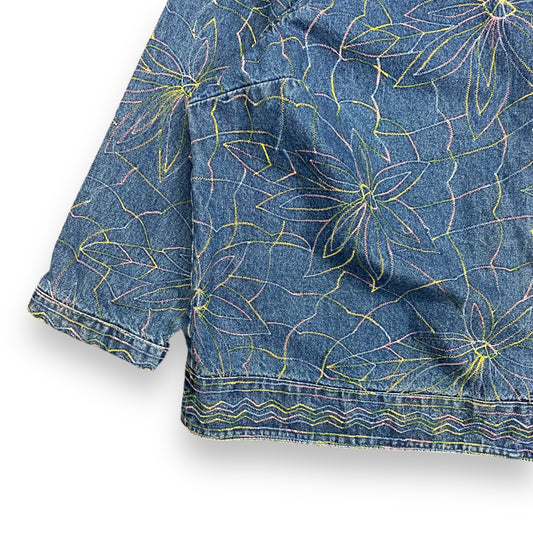Vintage Denim Floral All-Over-Print Button Up Jacket - Size XL/XXL