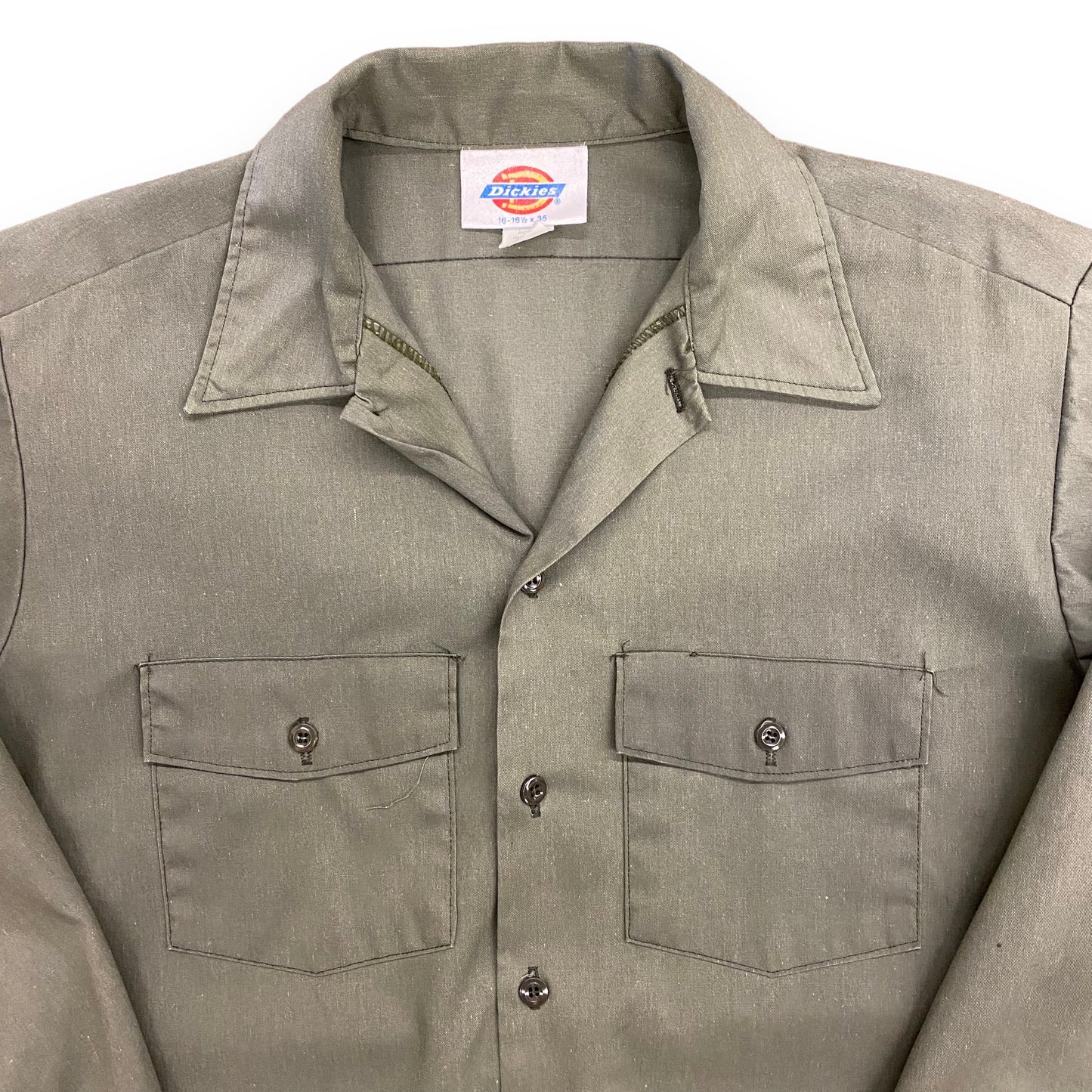 Dickies Made in the USA Olive Green Button Up Work Shirt - Size Large