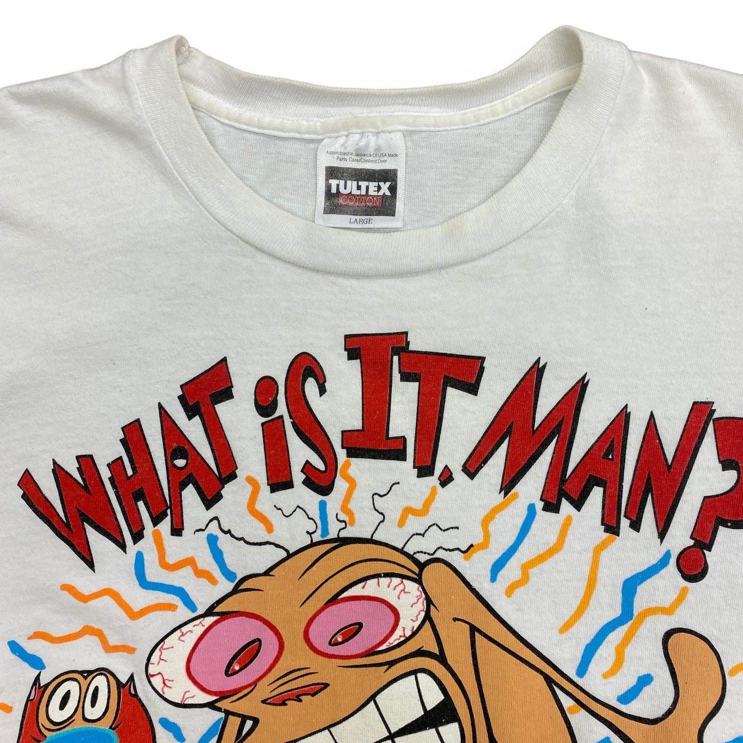 Vintage 1992 The Ren & Stimpy Show "What is It, Man?" Tee - Size Large
