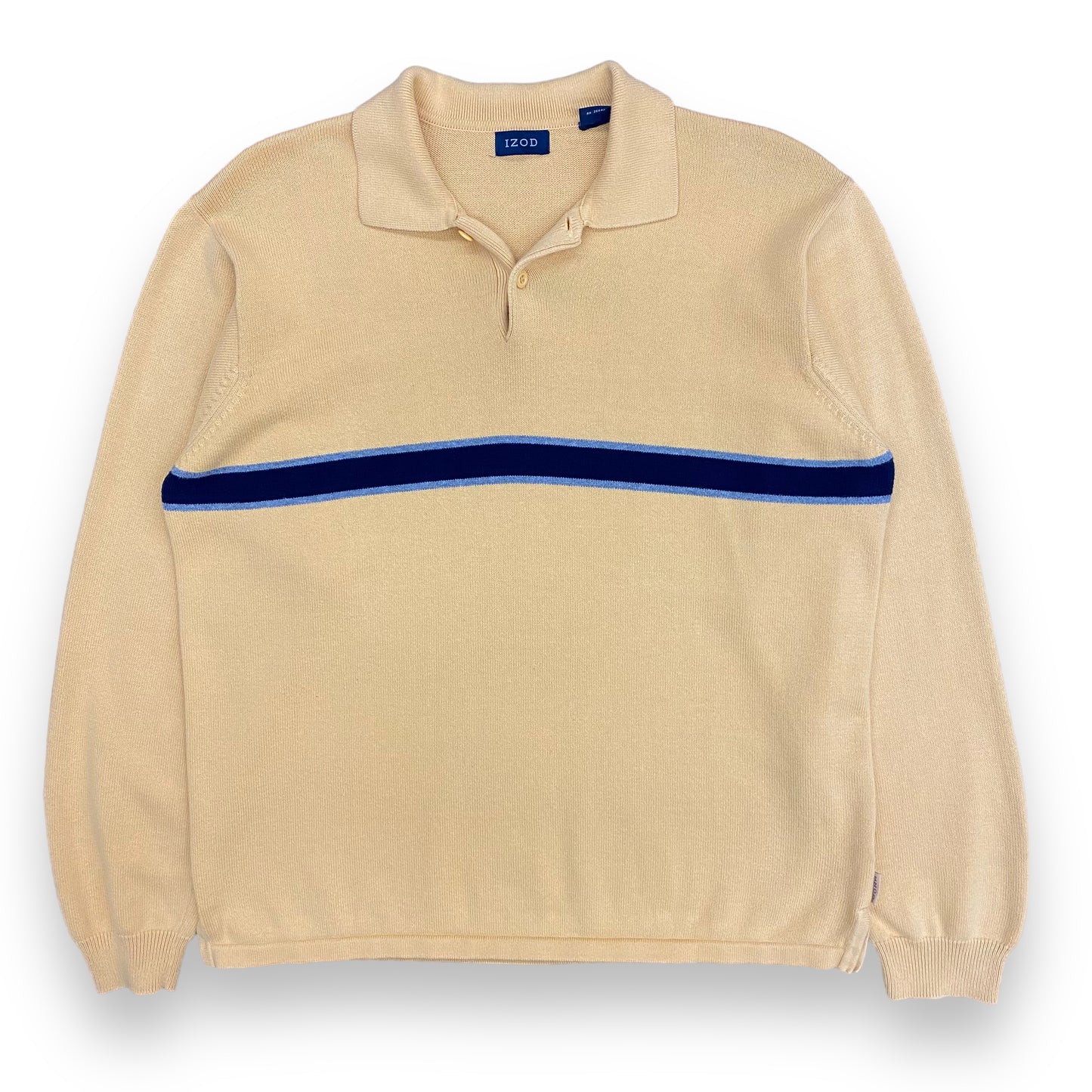 Vintage Izod Knit Yellow Long Sleeve Polo - Size Medium