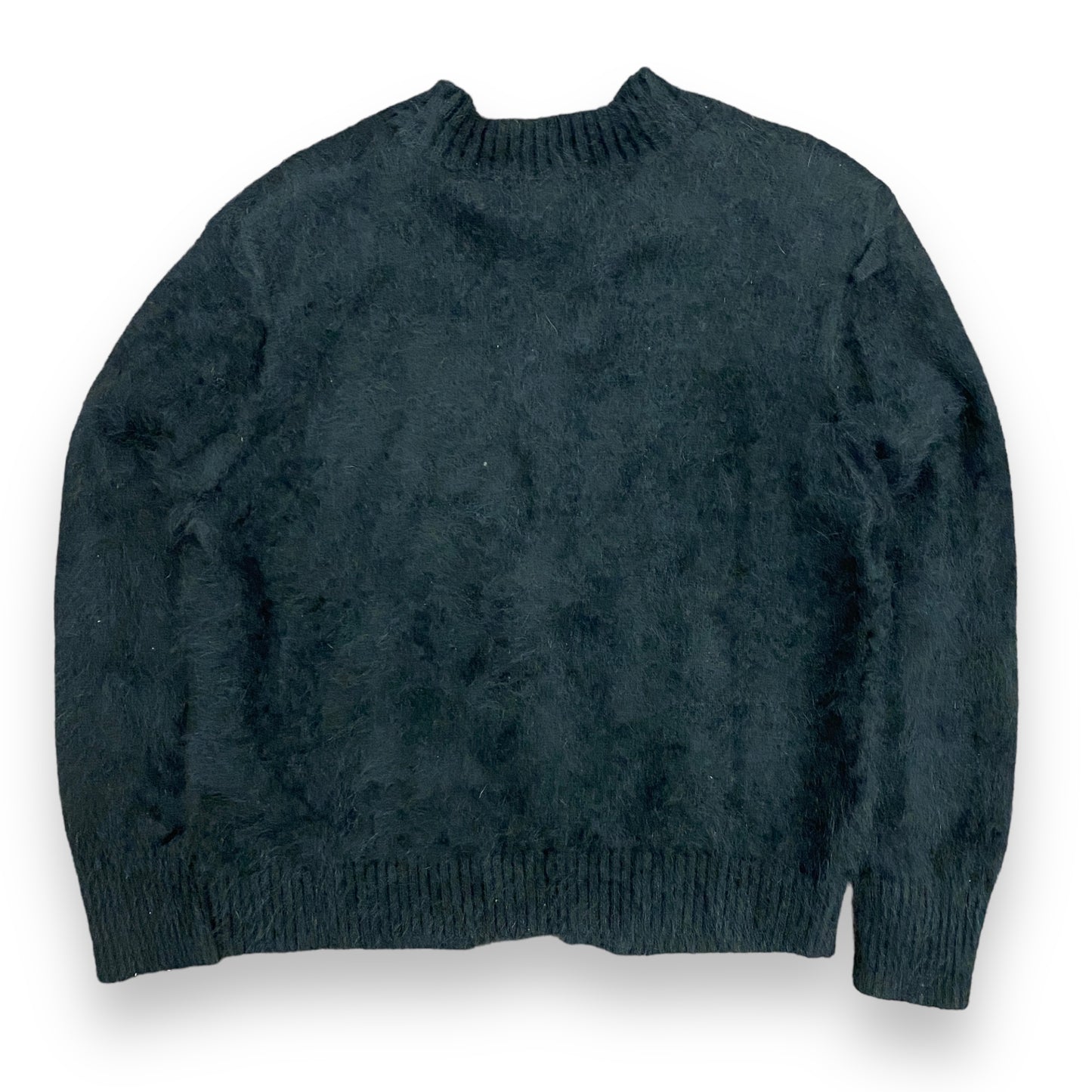 1980s Venesha Black Angora Wool Cardigan Sweater - Size XL