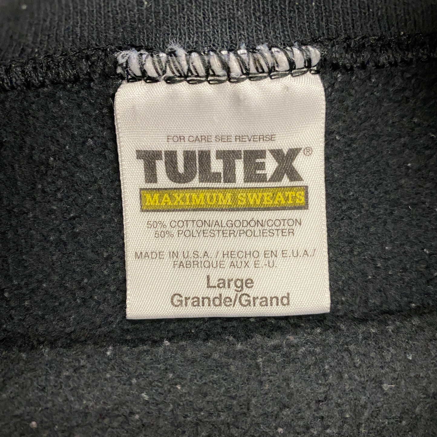 1990s Tultex Faded Black Raglan Sweatshirt - Size Large