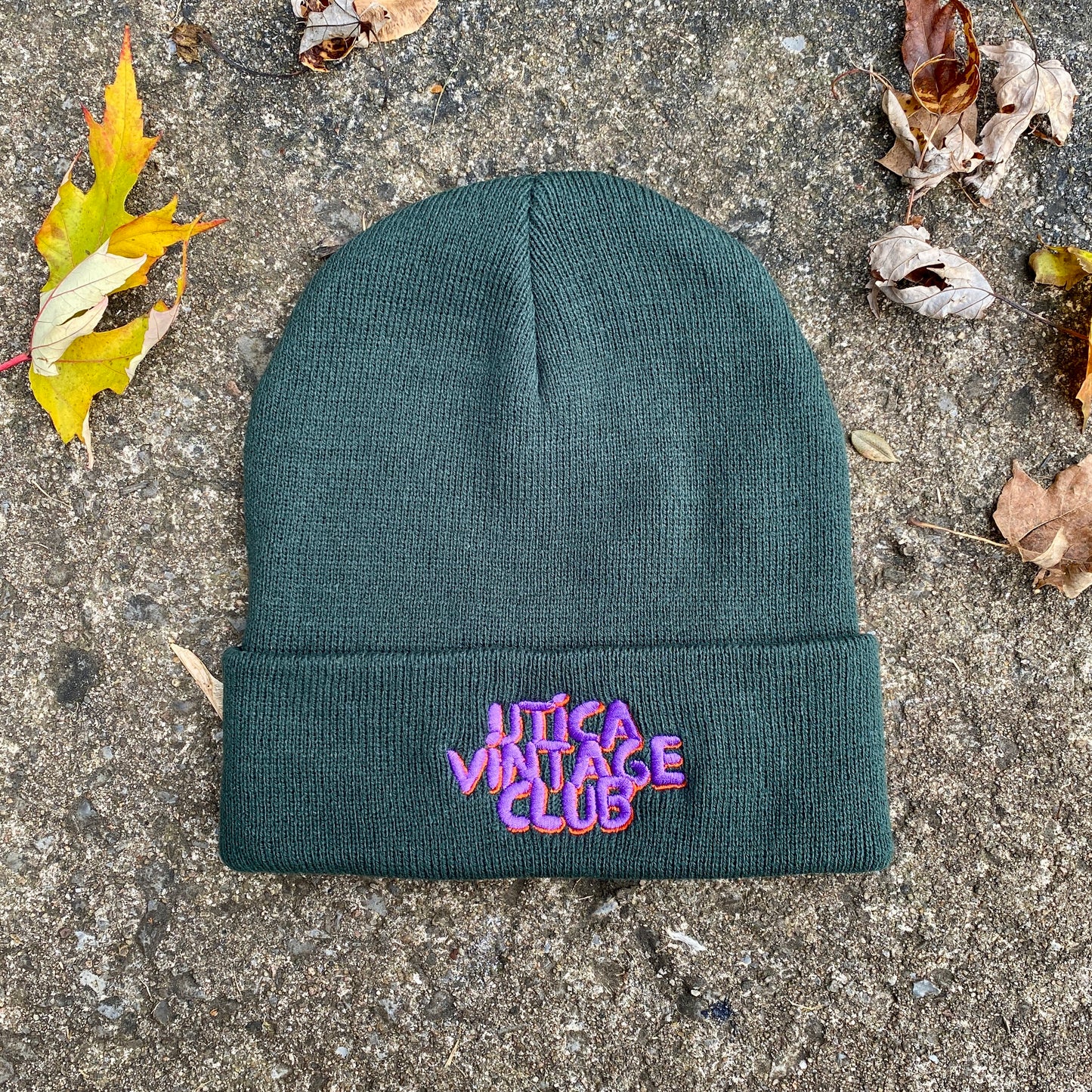 Utica Vintage Club Cuffed Knit Beanie (Dark Green)