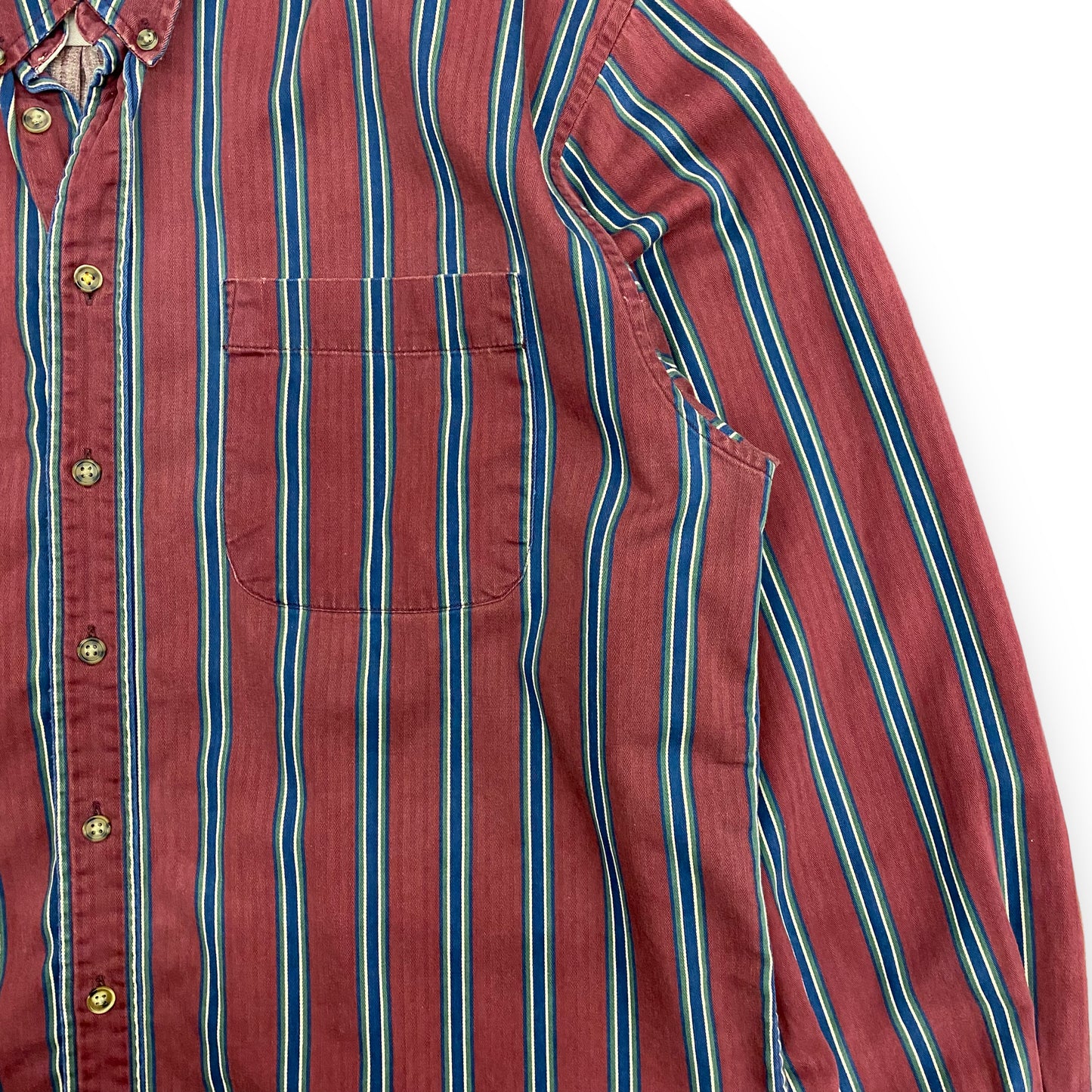 1990s John Ashford Maroon Striped Button Down - Size Large
