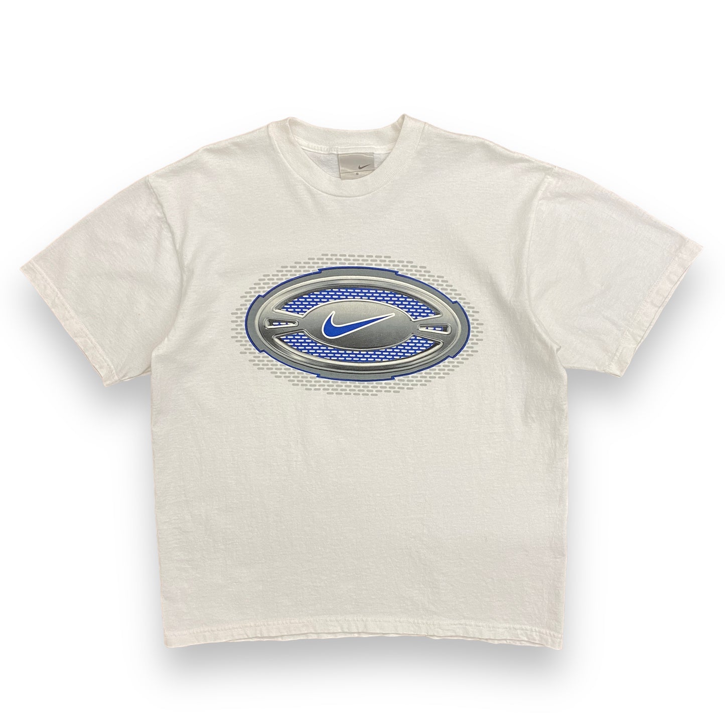 Early 2000s Nike White Metallic Logo Tee - Size Small (Fits Medium)