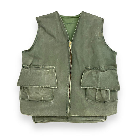 Vintage 1970s Handmade Hunting Vest with Removable Game Pouch - Size Large