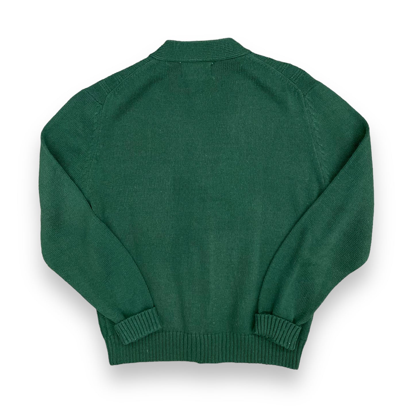 1980s Forest Green Knit Cardigan Sweater - Size Medium