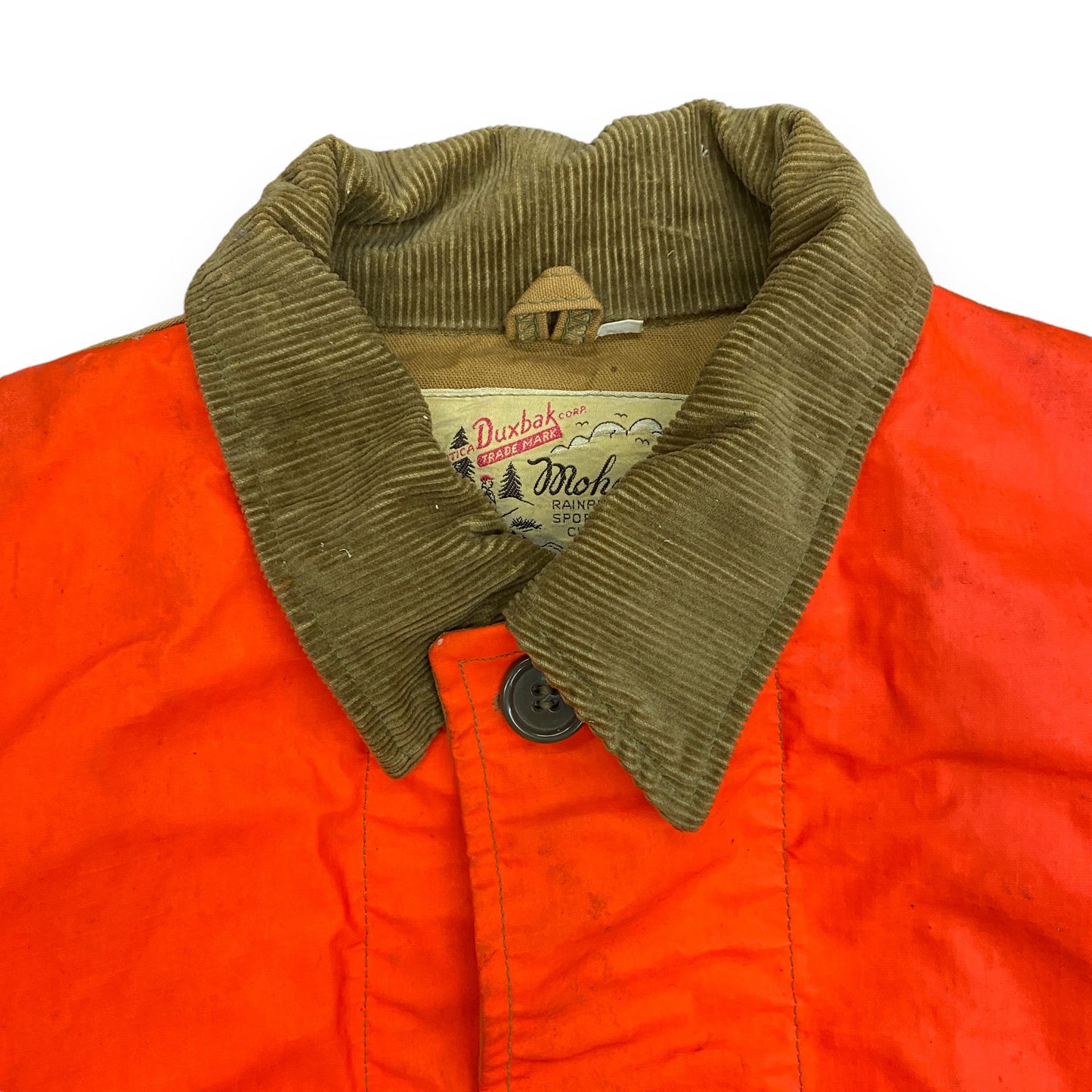 Vintage 60s/70s Utica Made Duxbak Canvas & Blaze Orange Jacket - Size L/XL (42)