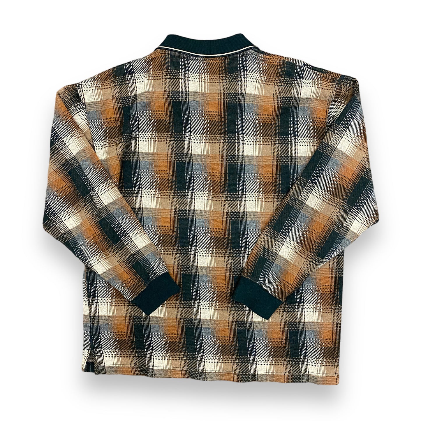 90s Brown & Black Plaid Collared Long Sleeve Shirt - Size Large