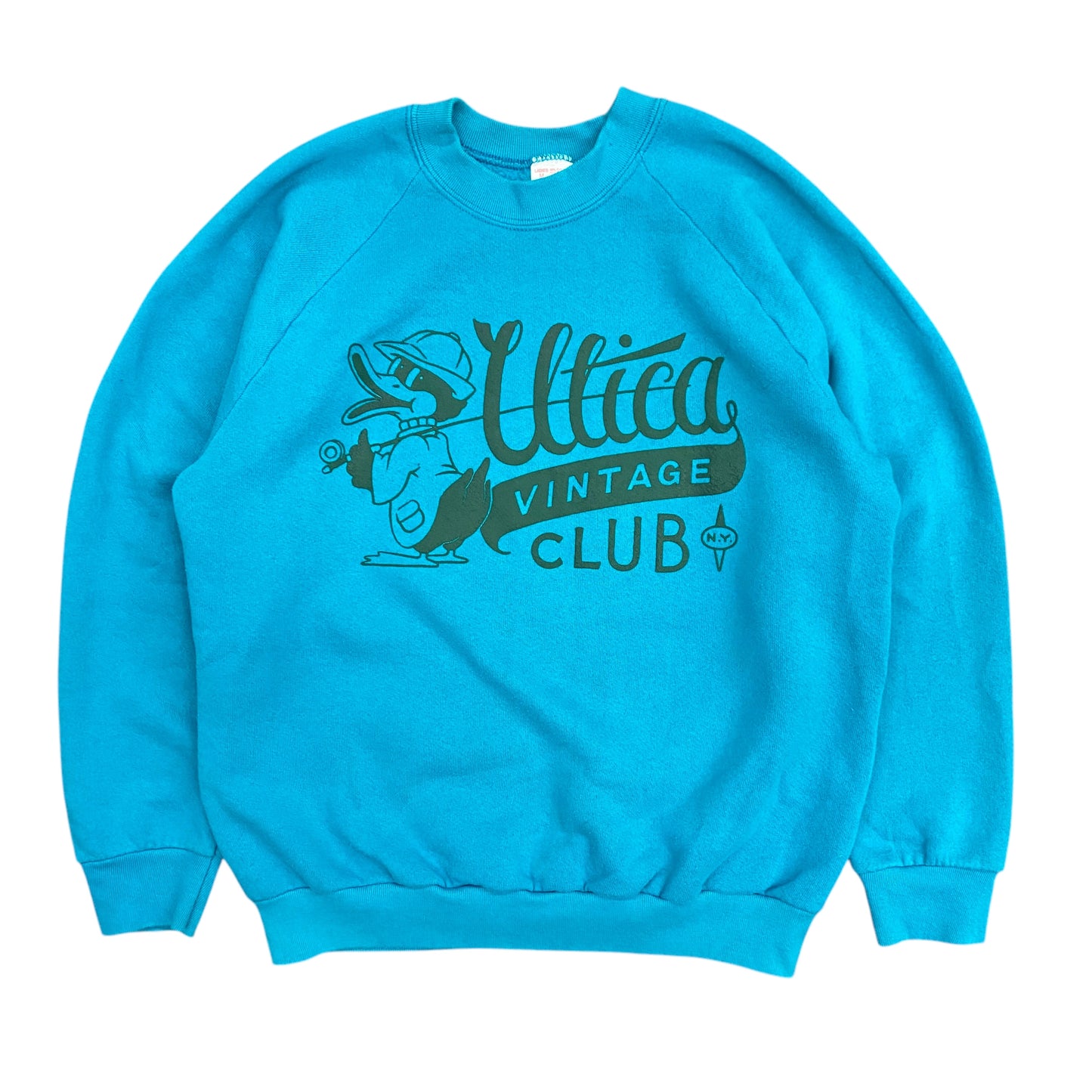 Vintage Teal Logo Raglan Sweatshirt - Size Medium
