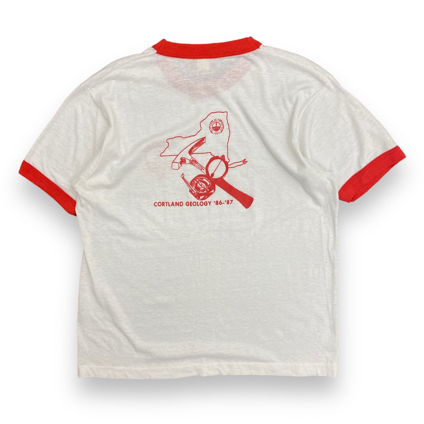 Vintage 1987 SUNY Cortland Geology Ringer Tee - Size XL