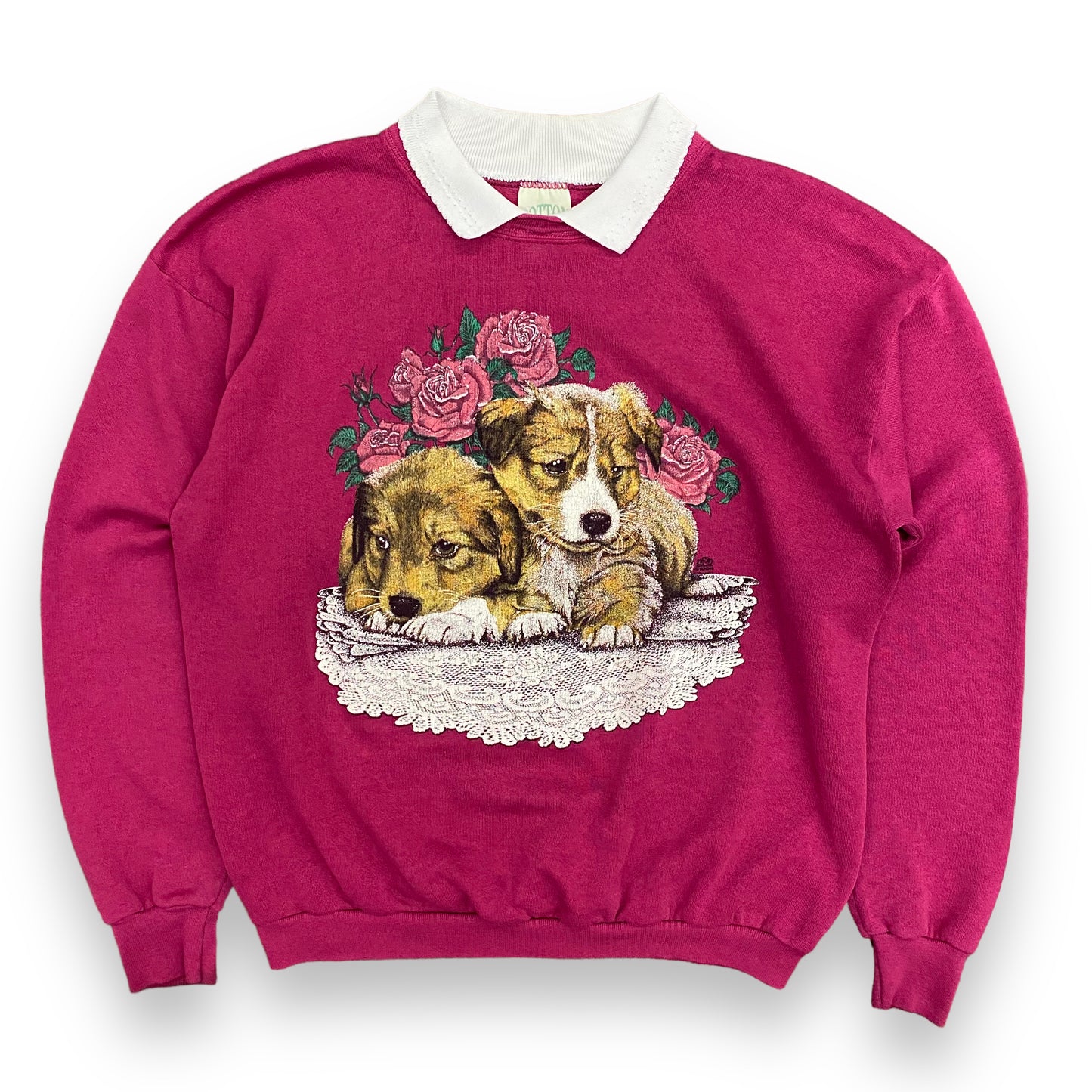 Vintage 1990s Puppies Collared Sweatshirt - Size Large