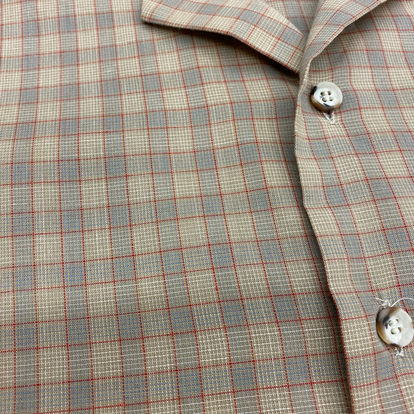 Vintage 1980s Private Valley Plaid Button Up Polo - Size Medium