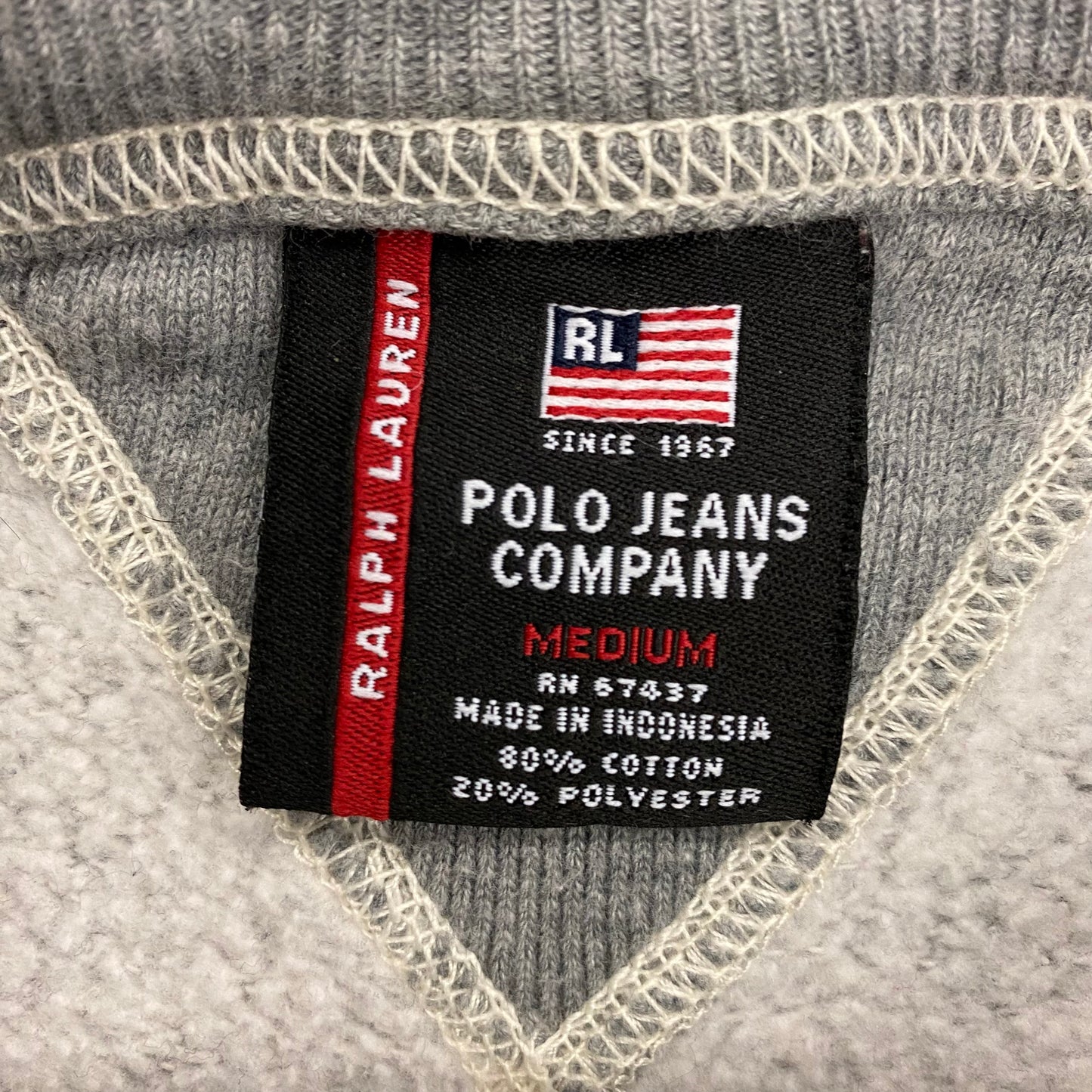Y2K Polo Jeans Co. Gray Double V Crewneck Sweatshirt - Size Medium