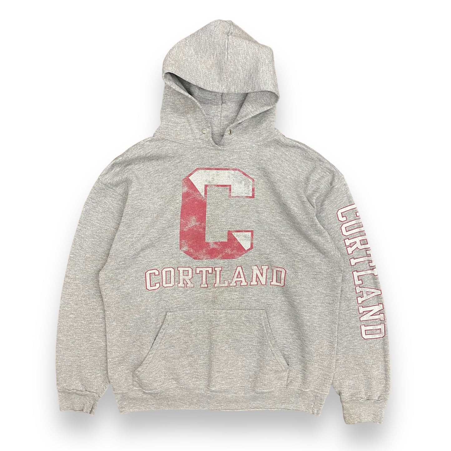 1990s SUNY Cortland Faded Gray Hoodie - Size Large