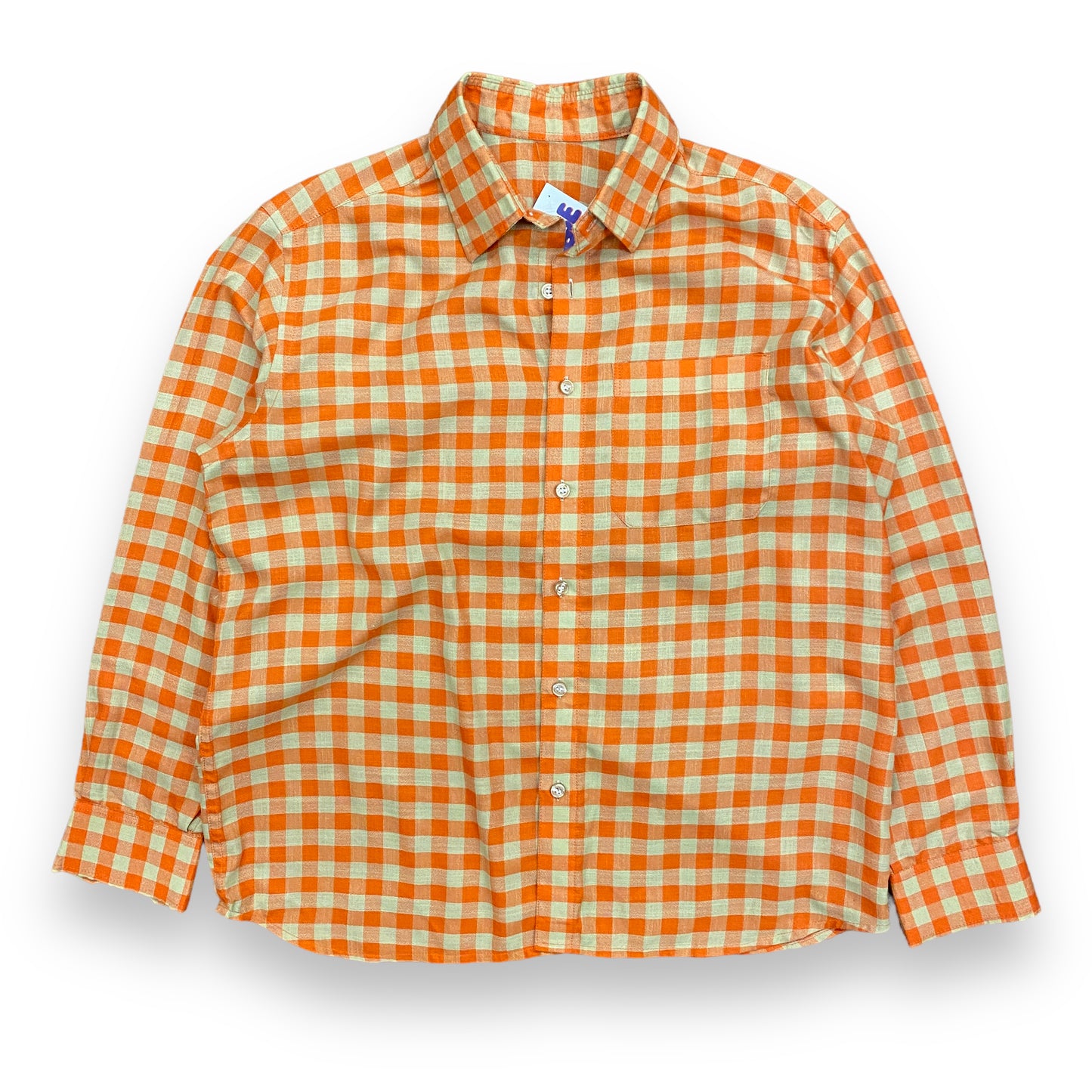 Vintage 80s Orange & Gray Cotton Button Up - Size Medium