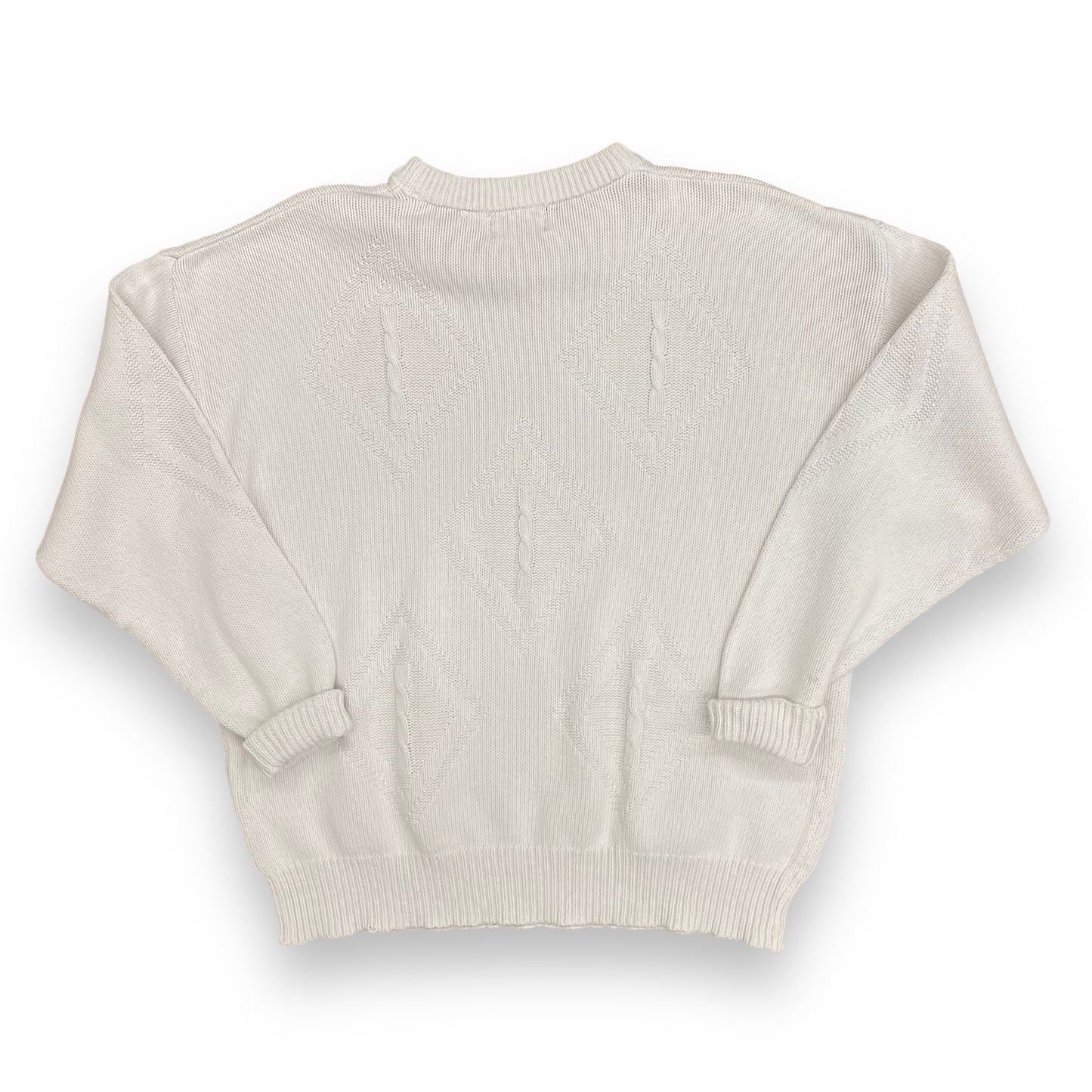 1980s The Fox Collection White Knit Sweater - Size XL (Fits Large)