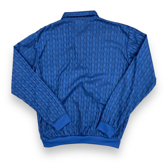 Vintage Royal Blue Long Sleeve Polyester Polo - Size Large