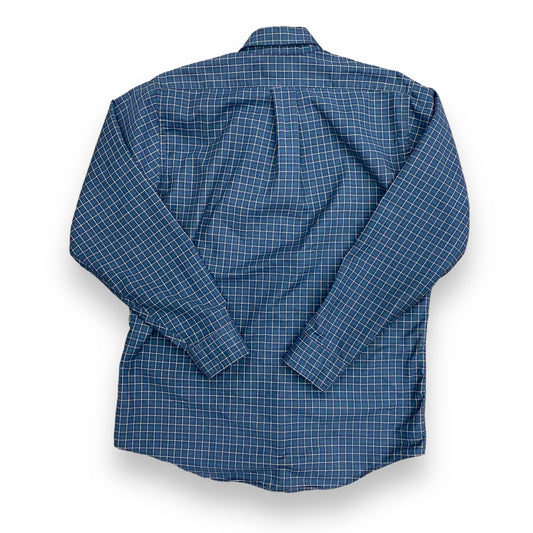 1980s LL Bean Navy Windowpane Button Up Shirt - Size Medium