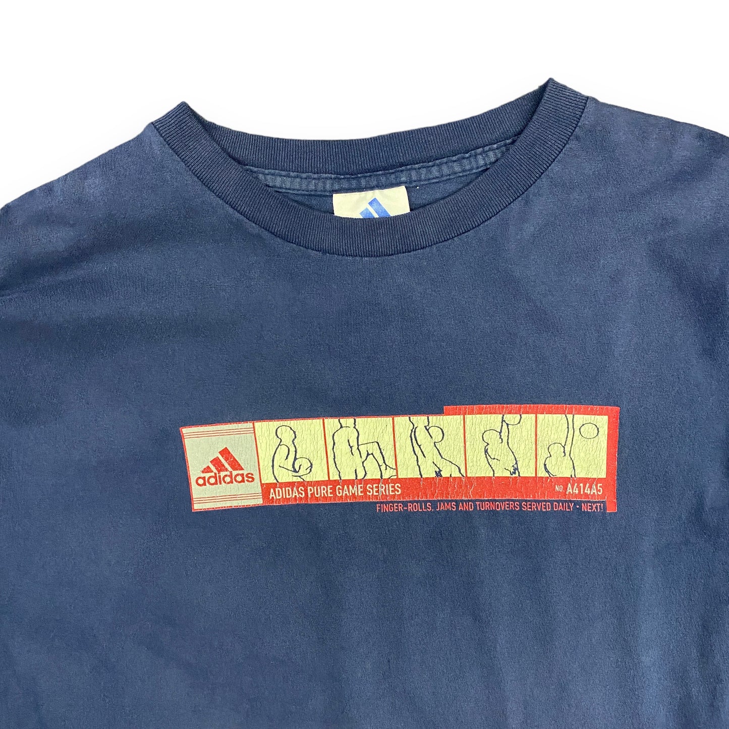 Y2K Adidas Basketball Navy Blue Long Sleeve Shirt - Size XL