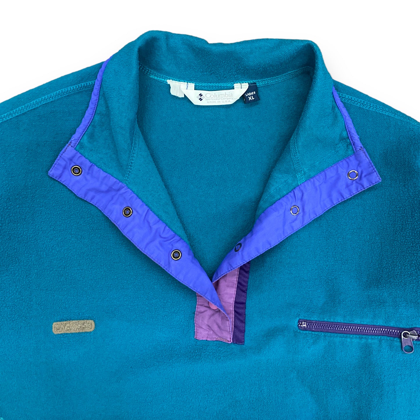 Vintage 80s/90s Columbia Sportswear Fleece Snap Pullover - Size M/L