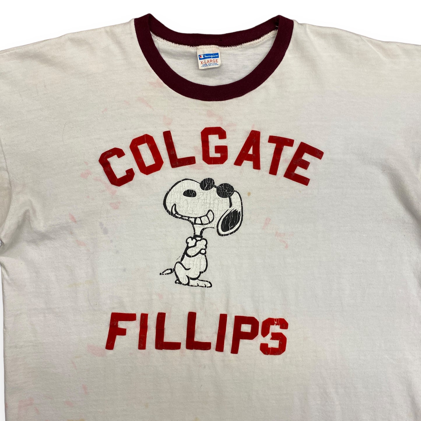 Vintage 1970s Snoopy x Colgate University Thrashed Ringer Tee - Size XL