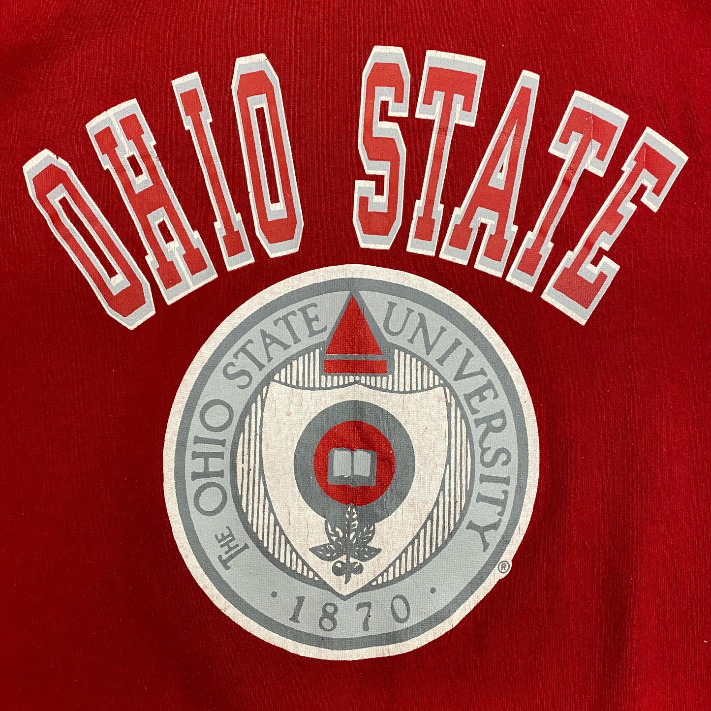 Vintage 1980s Champion Ohio State University Red Tee - Size XL