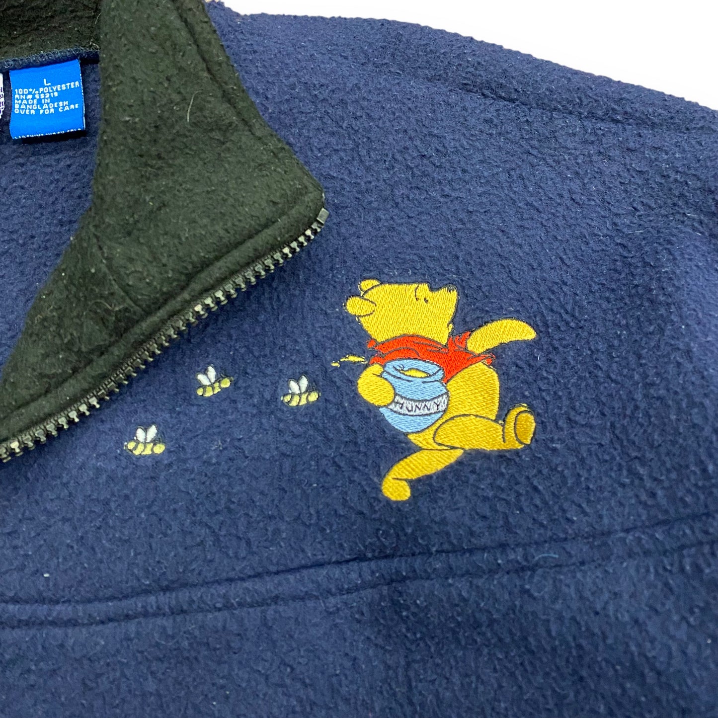 1990s Winnie the Pooh Fleece Navy Quarter Zip - Size Large