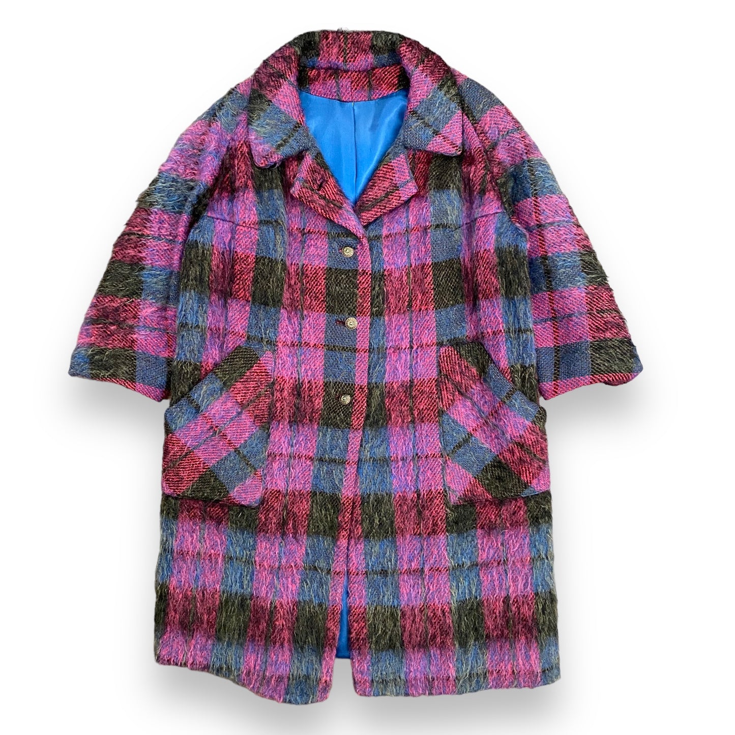 1970s Bardolino Mohair Plaid Coat - Size Medium/Large