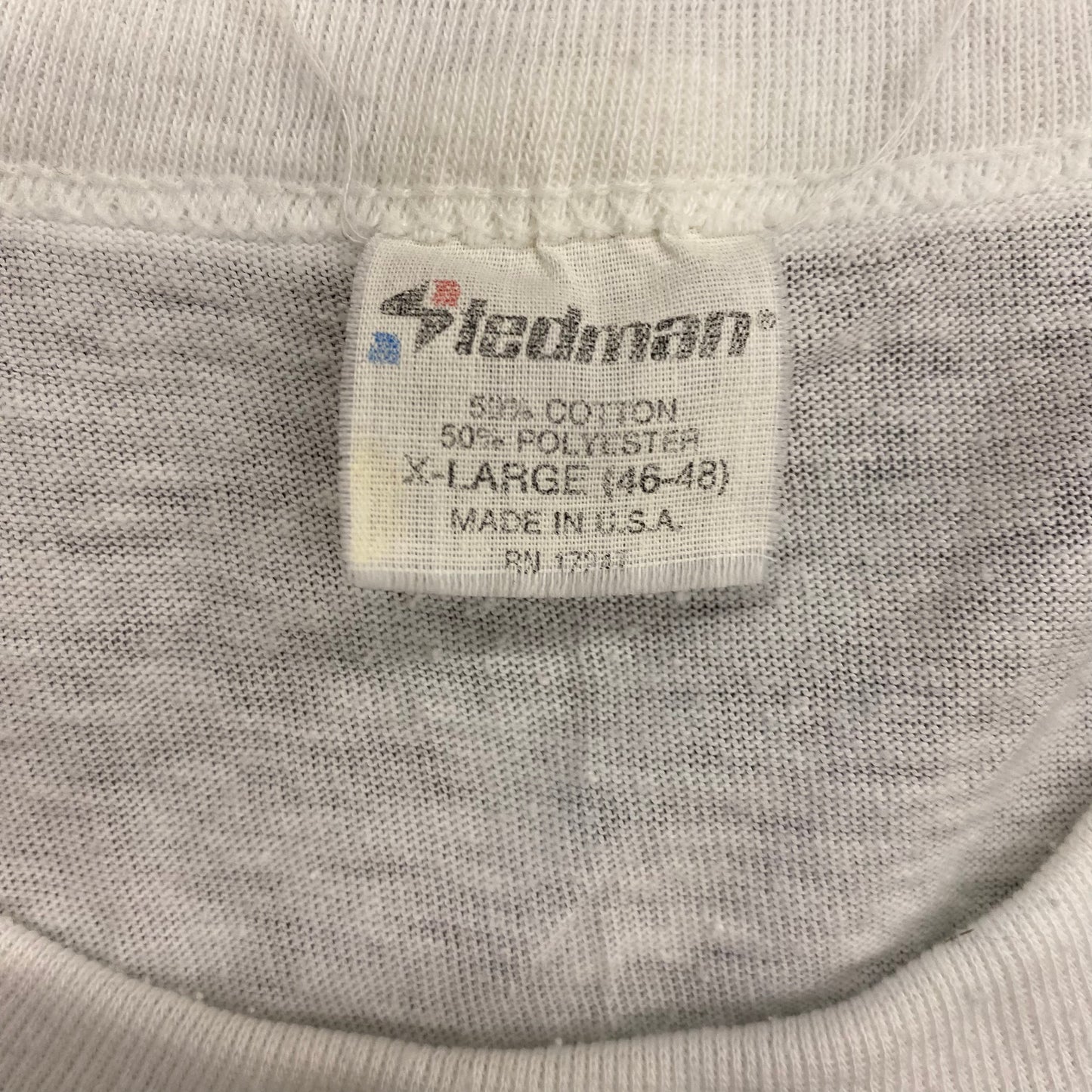 Vintage 1980s Stedman Single Stitch White Tee - Size XL