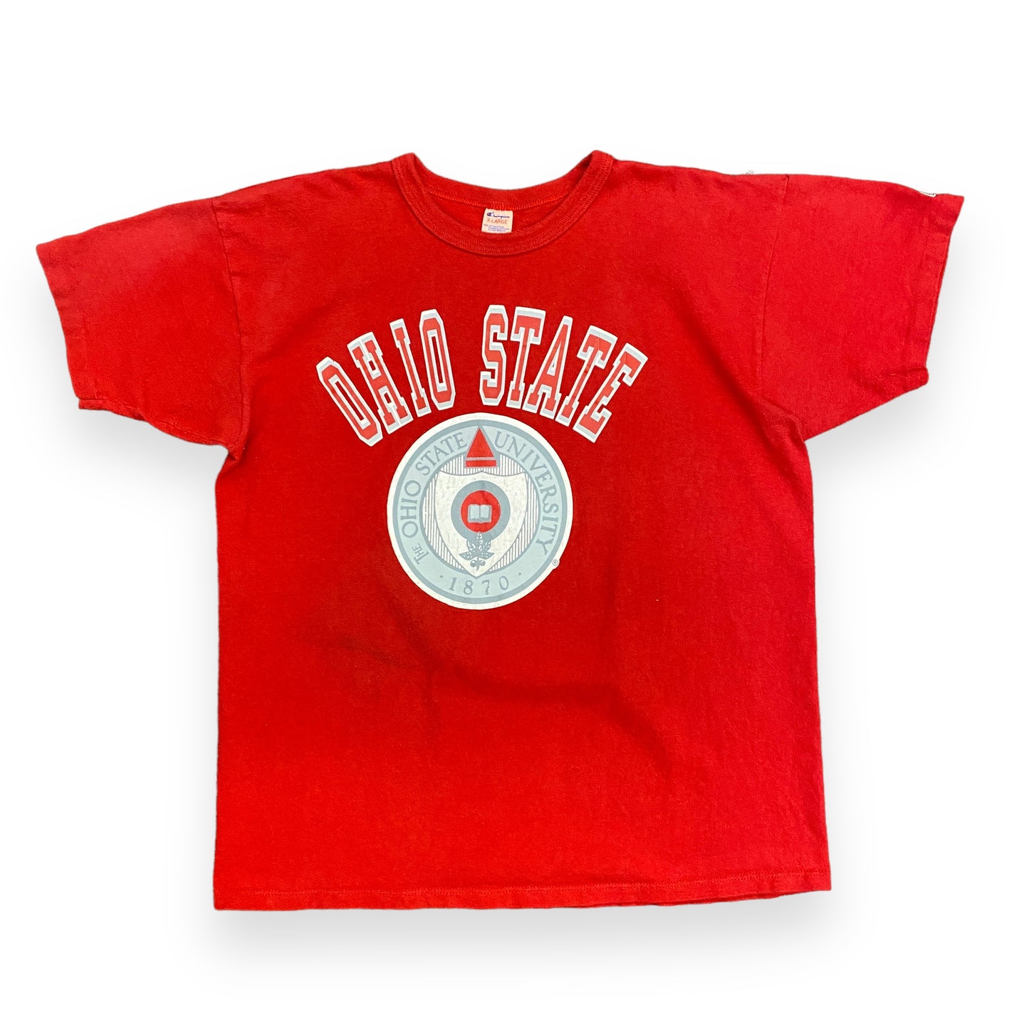 Vintage 1980s Champion Ohio State University Red Tee - Size XL