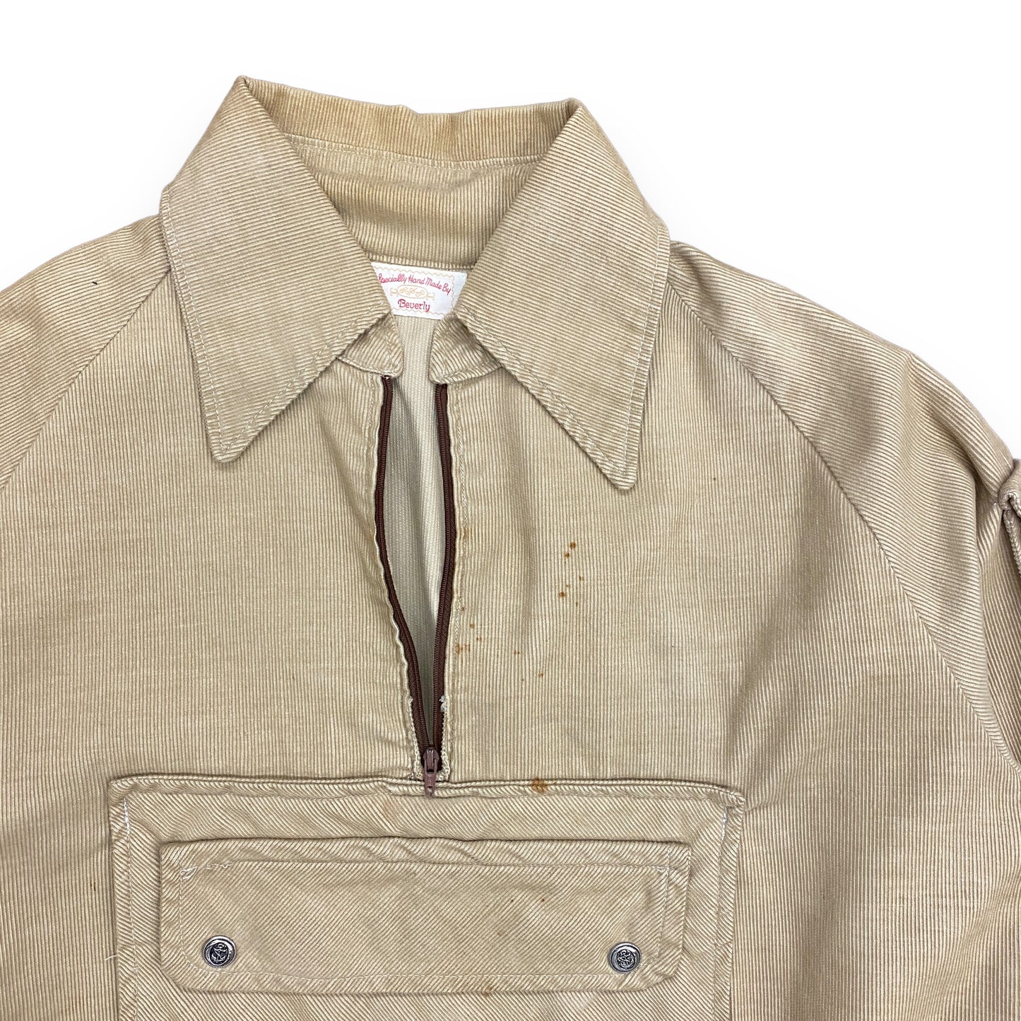 Vintage 1970s Handmade Corduroy Quarter-Zip Pullover - Size Large