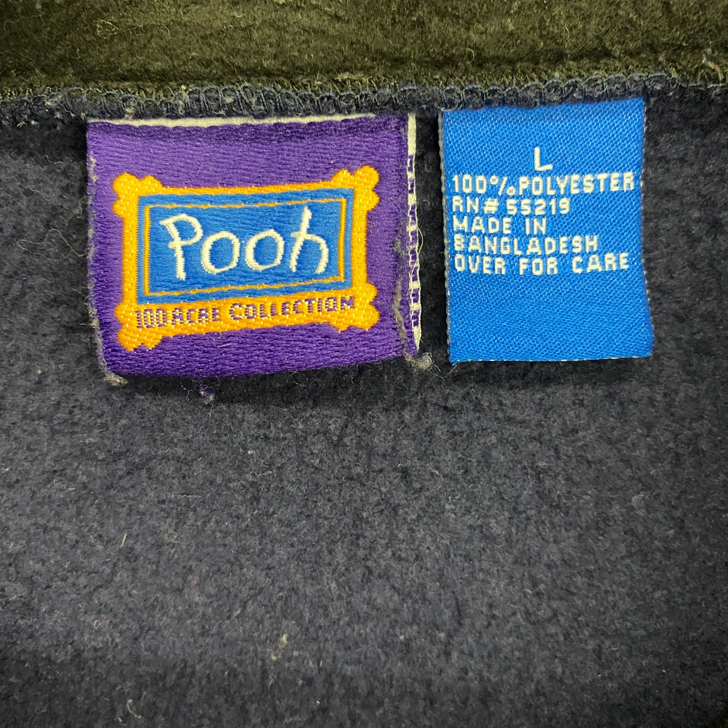 1990s Winnie the Pooh Fleece Navy Quarter Zip - Size Large