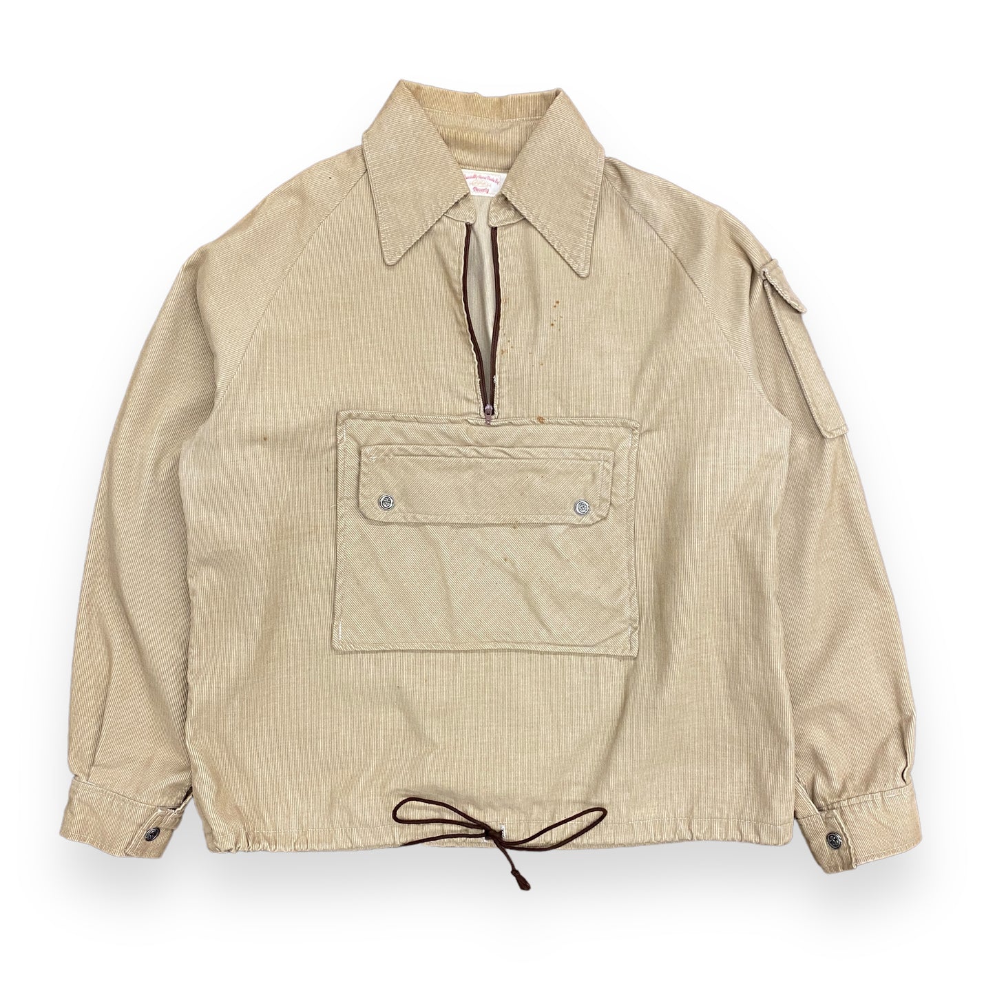Vintage 1970s Handmade Corduroy Quarter-Zip Pullover - Size Large