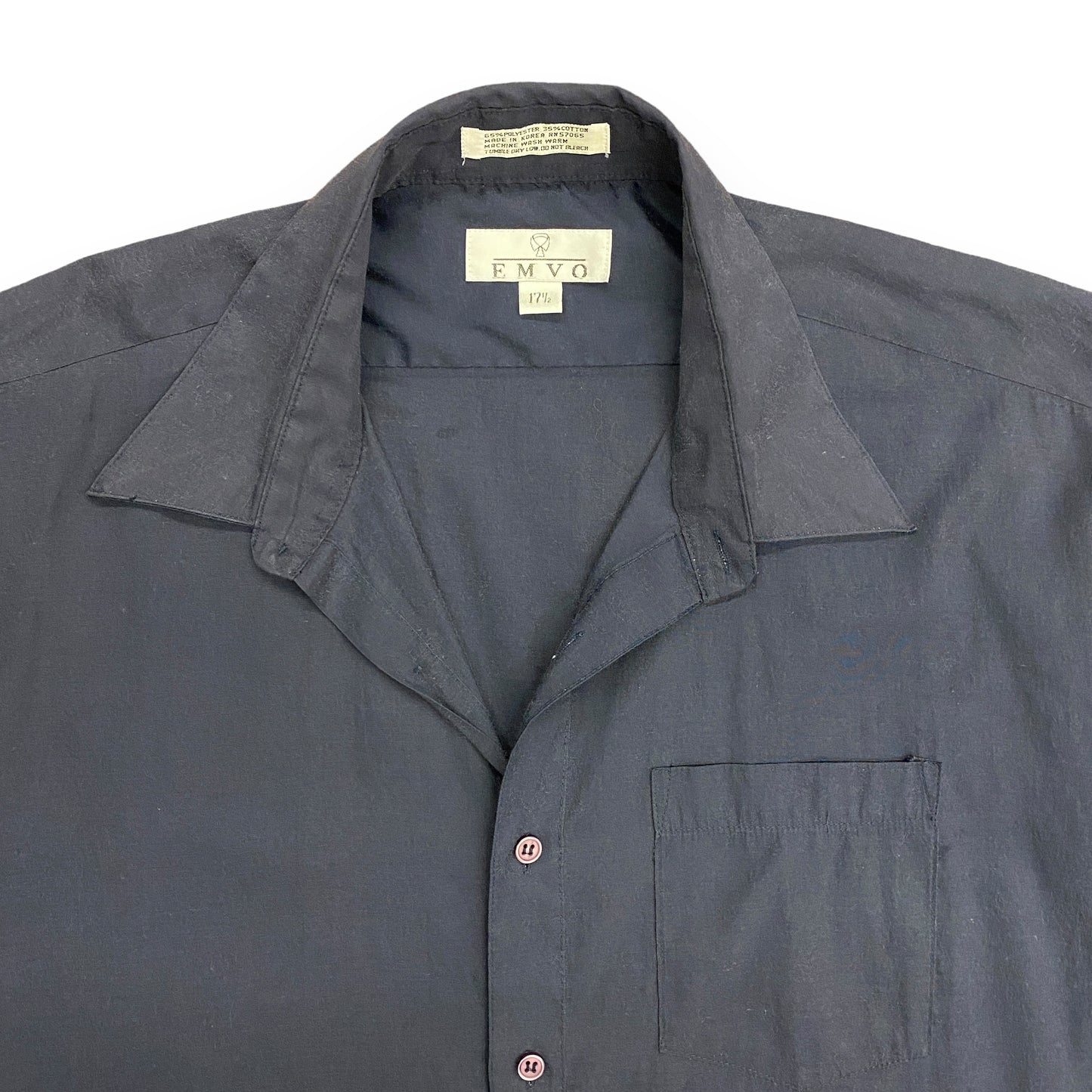 Vintage 80s Navy Blue Short Sleeve Button Up - Size XL