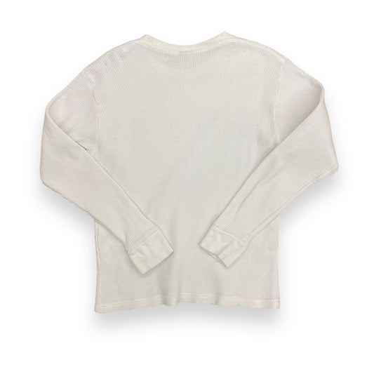 1990s Heavyweight White Waffle Knit Thermal Shirt - Size Medium