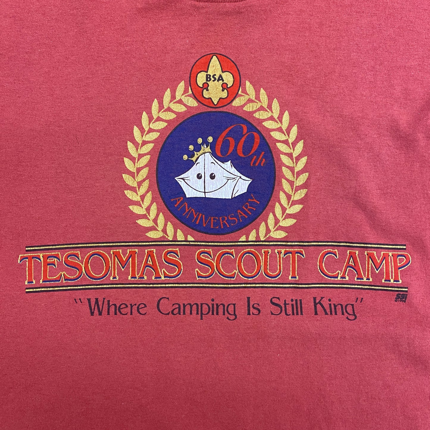 Vintage 1990s Boy Scouts "Tesomas Scout Camp" Tee - Size XXL