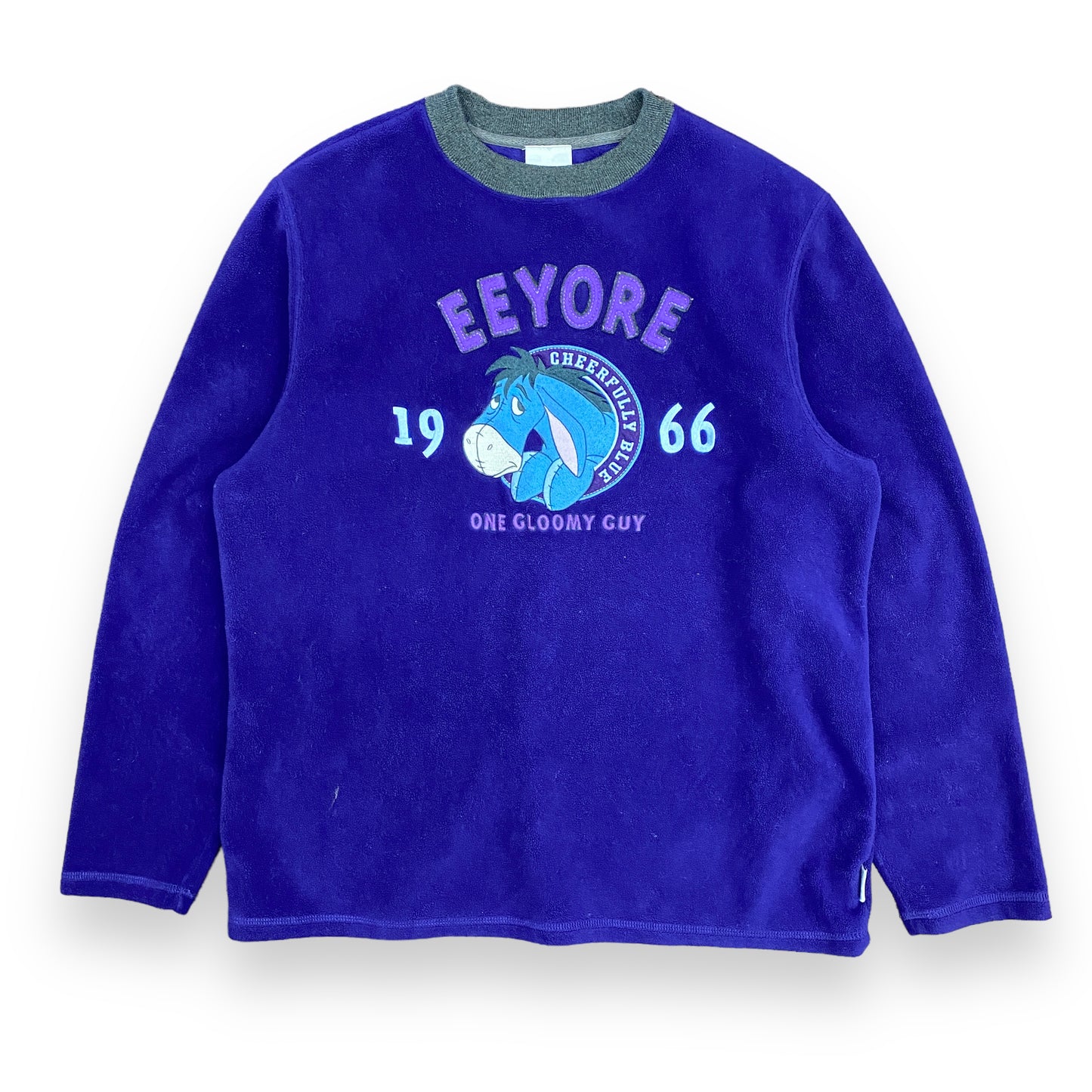 Y2K Disney Eeyore "One Gloomy Guy" Purple Fleece Sweatshirt - Size Small
