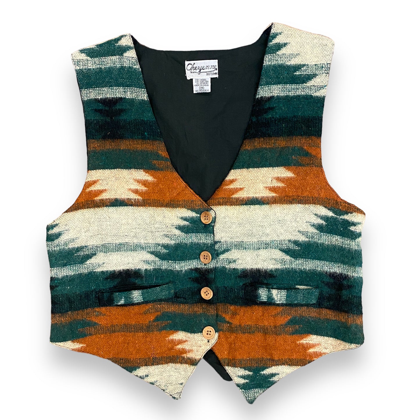 Vintage 1980s Southwestern Print Wool Vest - Size Medium