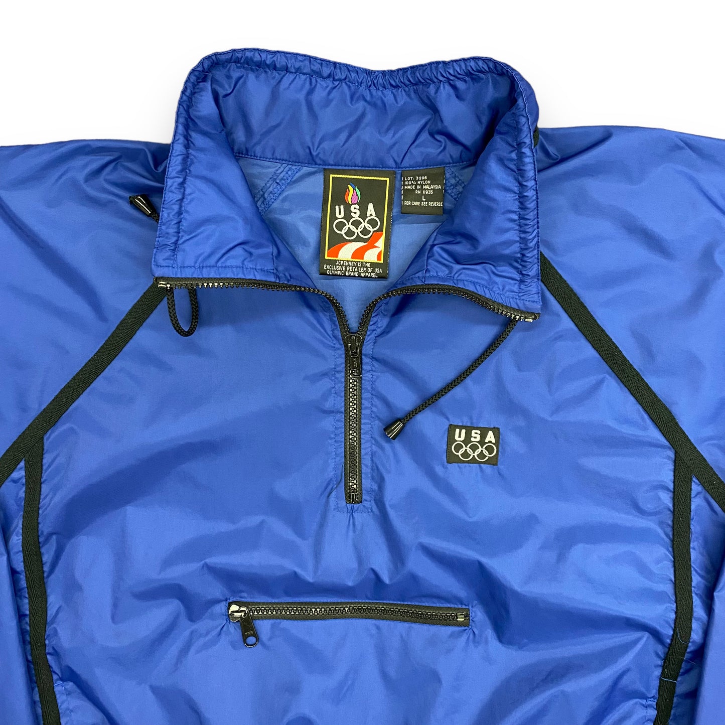 Vintage 90s USA Olympics Packable Blue Windbreaker - Size Large