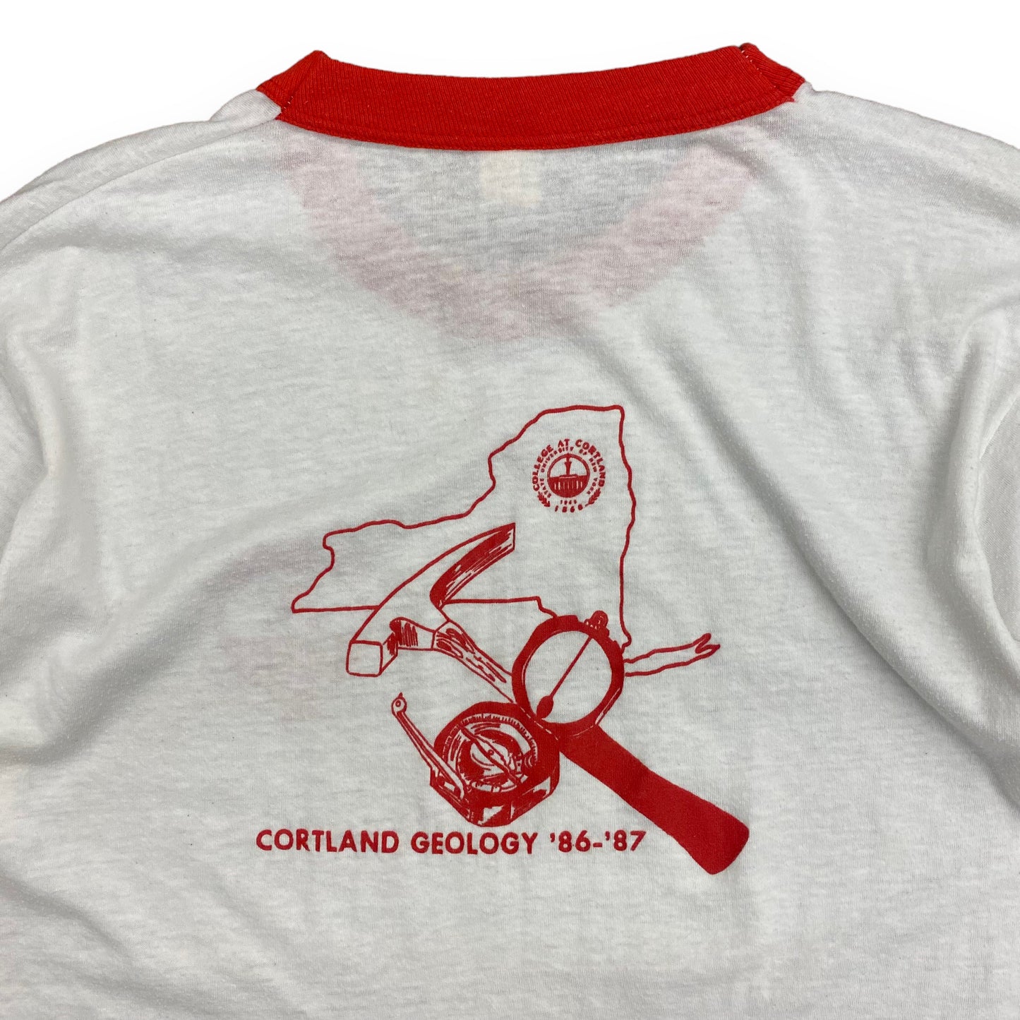 Vintage 1987 SUNY Cortland Geology Ringer Tee - Size XL