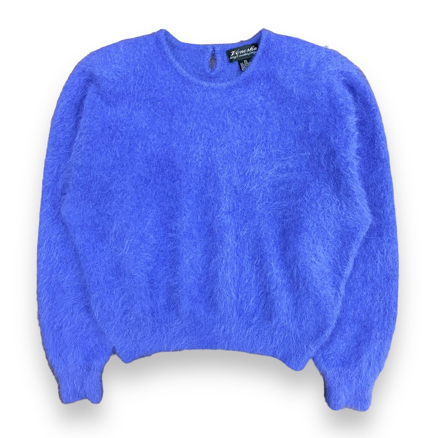 1980s Venesha Angora Wool Periwinkle Sweater - Size Medium