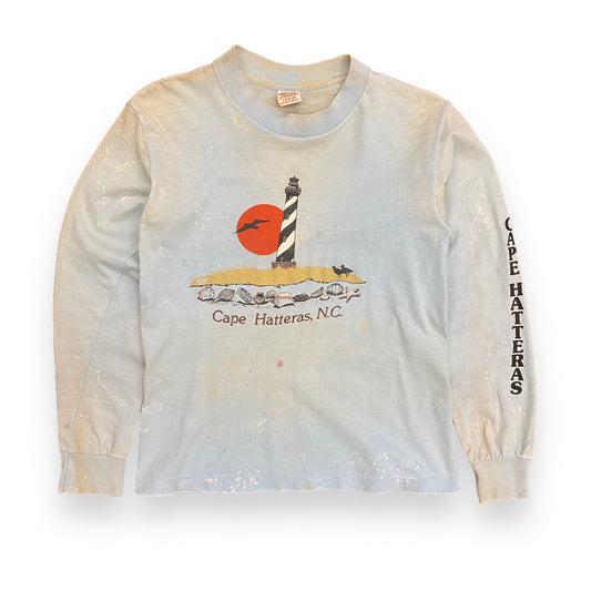 1970s Thrashed "Cape Hatteras, NC" Long Sleeve Tee - Size Small