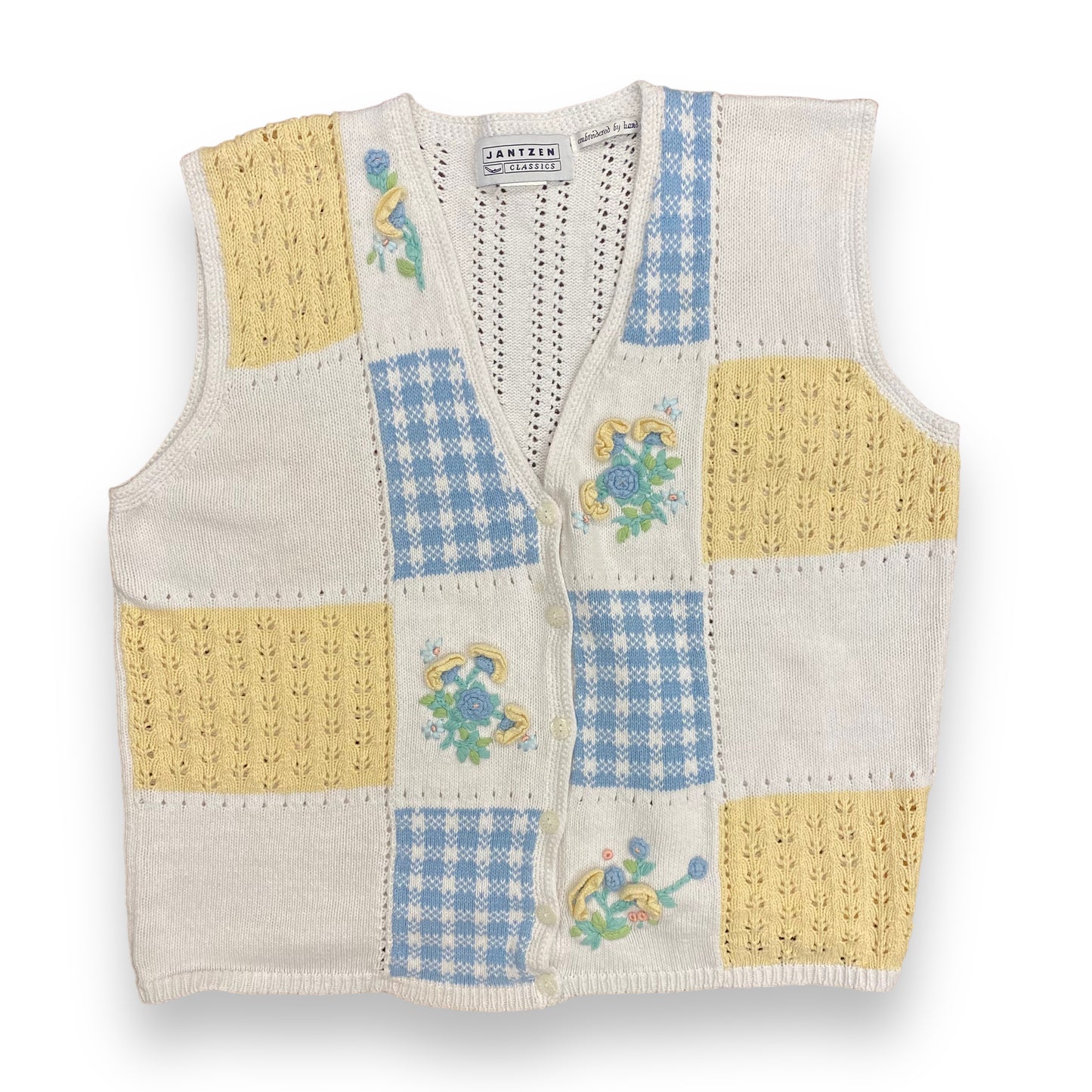 Vintage 1990s Jantzen Knit Floral Vest - Size Large