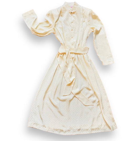 90s Satin Cream Dress with Matching Cloth Belt