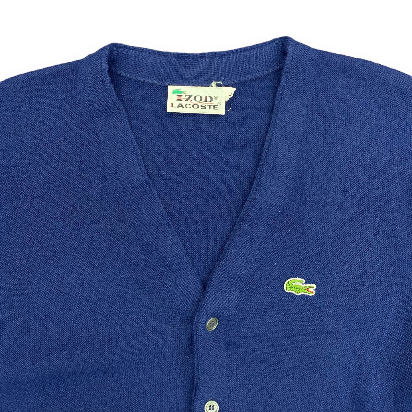 Vintage 1960s Izod Lacoste Navy Blue Cardigan Sweater- Size Large